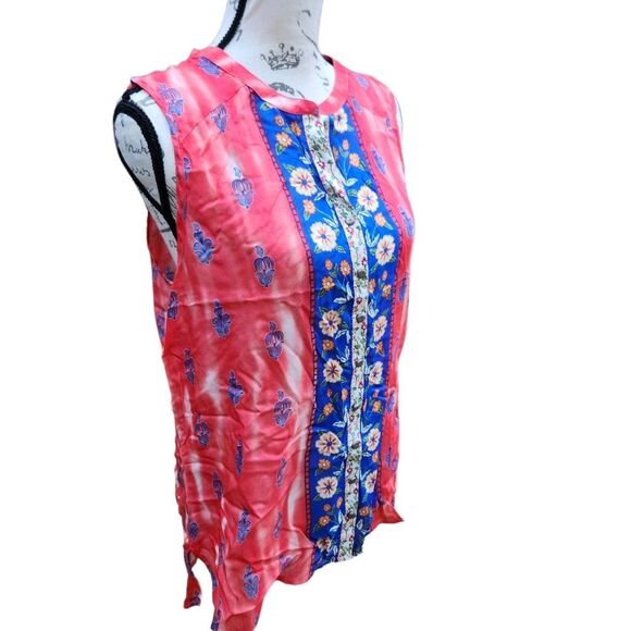 Aratta Silent Journey -201 NWT Eleanora Floral Sleeveless Button-Down‎ Top M - Picture 5 of 11